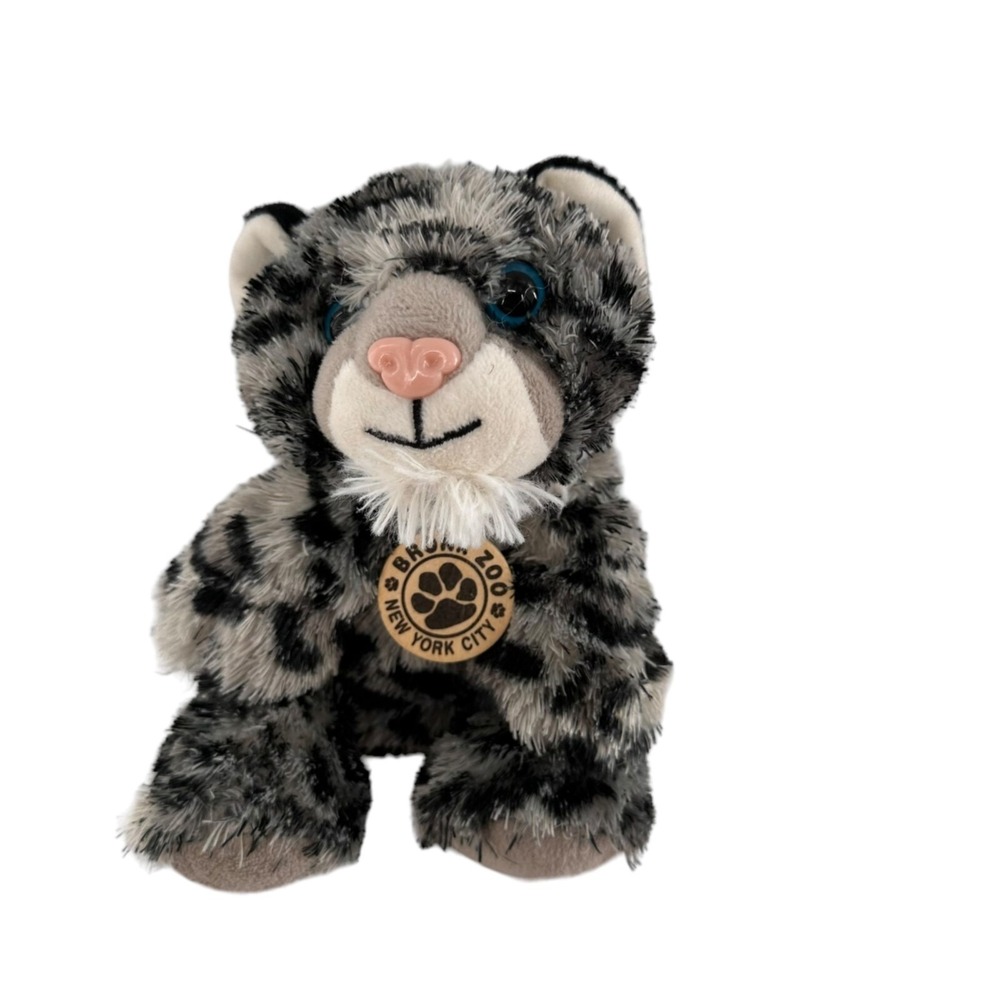 Wild Republic Bronx Zoo Snow Leopard Plush 7" Black Gray Stripes Soft Stuffed a